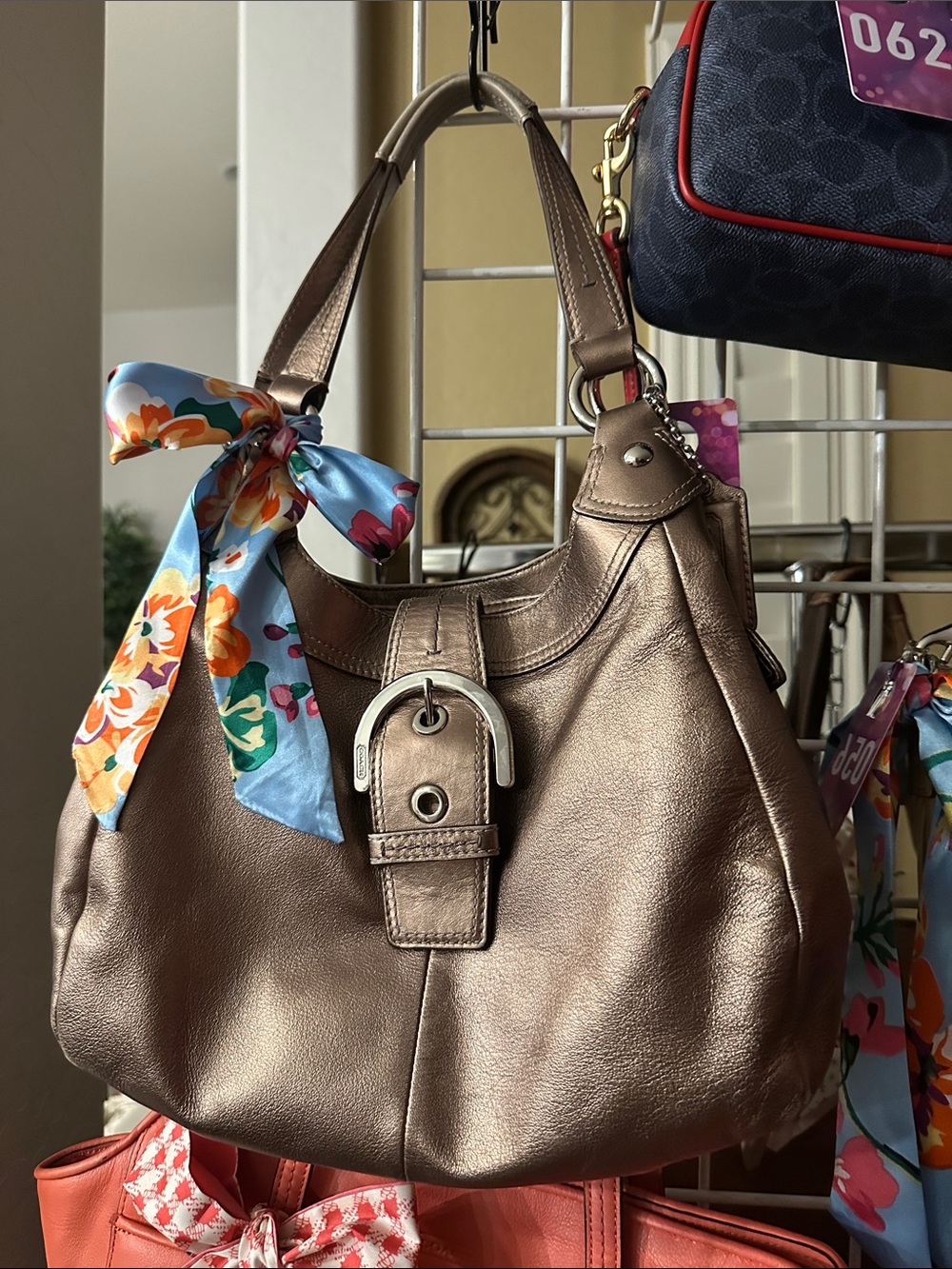 Coach #001 SoHo Metallic Bronze Hobo Shoulder Bag